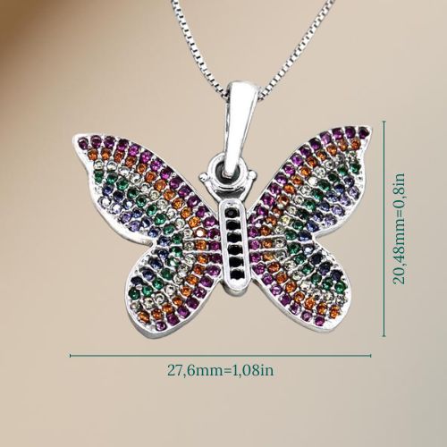 Cute and Colorful Butterfly Pendant Necklace Jewelry Gifts For Women Teen Girls Silver Chain Animal Minimalist Charm