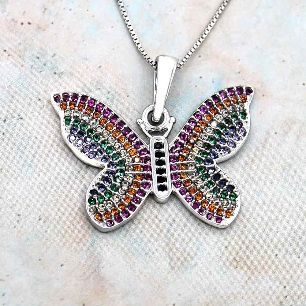 Cute and Colorful Butterfly Pendant Necklace Jewelry Gifts For Women Teen Girls Silver Chain Animal Minimalist Charm. Lucigo jewelry