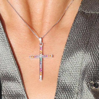 mulitcolor cross necklace lucigo jewelry