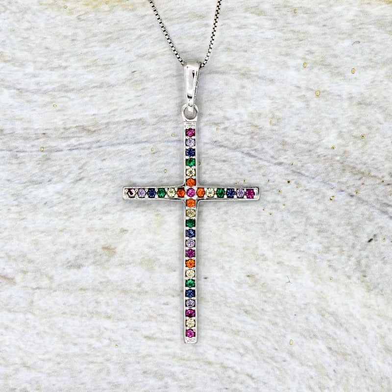 rainbow cross necklace medium lucigo jewelry